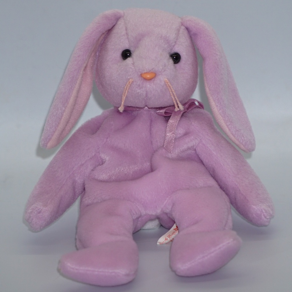 MISPRINT Ty Beanie Babies Floppity Lavender Bunny Original 1996